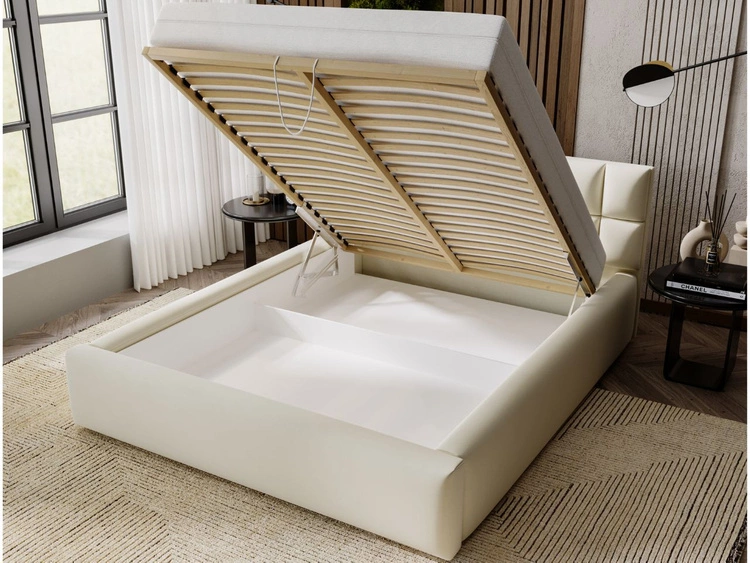 Polsterbett mit Bettkasten und Lattenrost 120x200 Hugo Beige