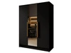 Kleiderschrank mit Spiegel 150 cm Lucca Schwarz mit goldenen Griffen