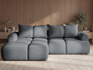Ecksofa L-Form Links mit Schlaffunktion und Bettkasten Bonno Dunkelgrau