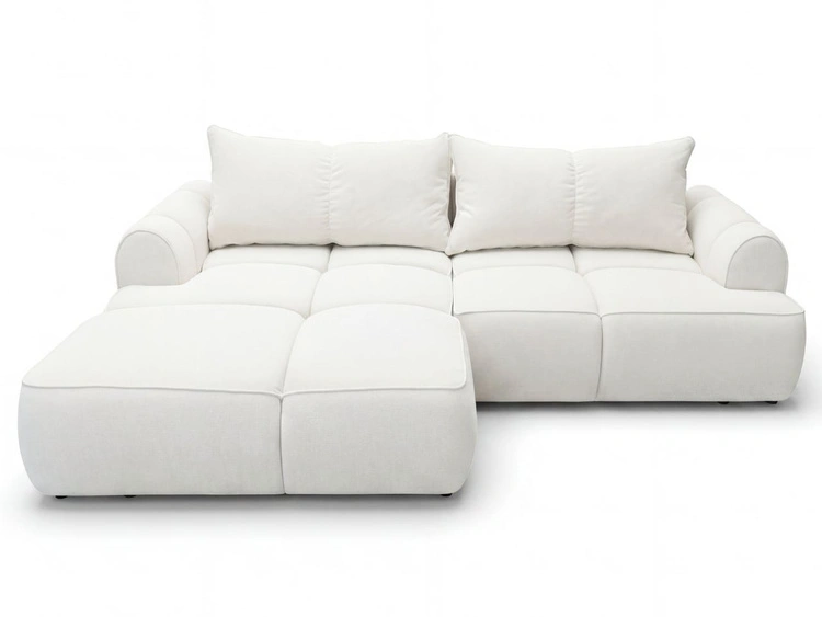 Ecksofa L-Form Links mit Schlaffunktion und Bettkasten Bonno Creme