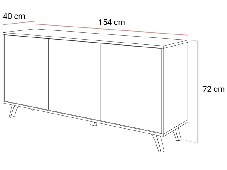 Dreitürige Kommode 154 cm Glamour-Stil auf kaschmirfarbenen Beinen Vivance Kaschmirglanz