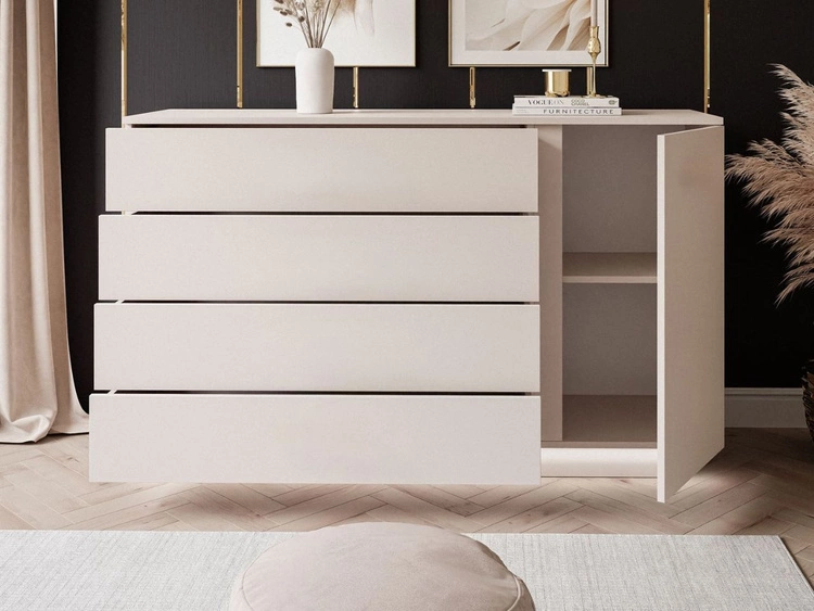 Kommode mit Türe, Schubladen und LED-Beleuchtung Nuveo Kaschmir