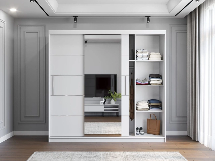 Kleiderschrank mit Spiegel Alma Schwarz