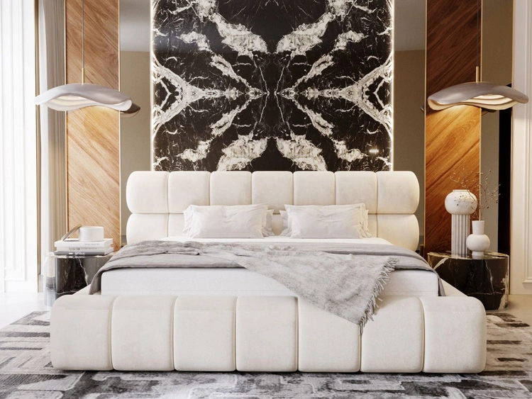 Polsterbett mit Bettkasten und Lattenrost 140x200 Mellow Beige