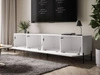 TV-Lowboard mit Türen auf Schwarzen Metallbeinen 200 cm Nodoo Weiß Hochglanz
