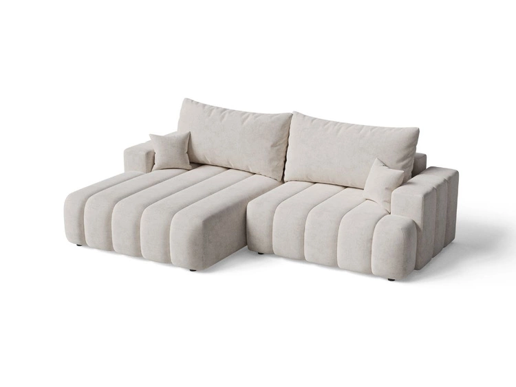 Ecksofa L-Form Links mit Schlaffunktion und Bettkasten Caleo Beige