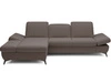 Ecksofa L-Form Links mit Schlaffunktion und Bettkasten Hannover Dunkelbraun