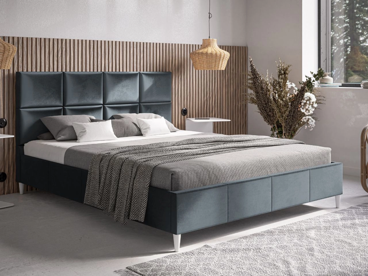 Polsterbett mit Lattenrost 160x200 Luxe Dunkelgrau