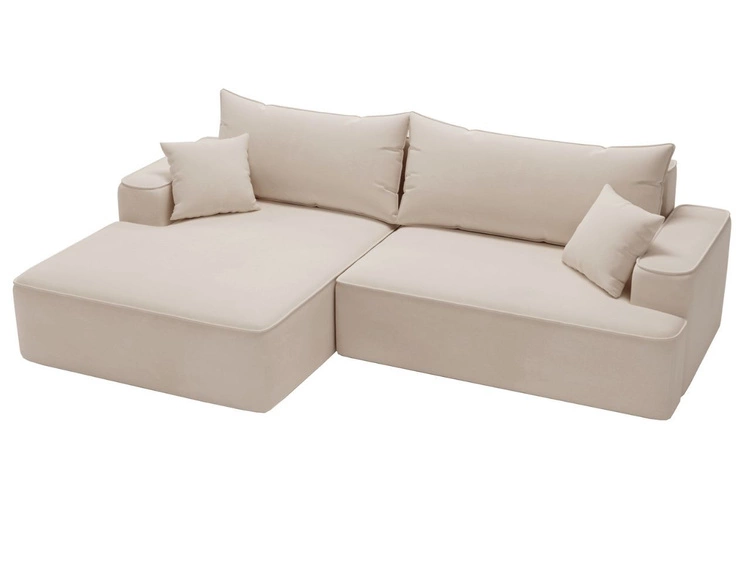 Ecksofa L-Form Links mit Schlaffunktion und Bettkasten California Beige
