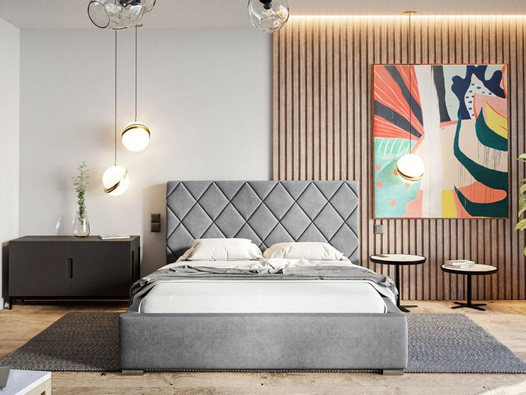 Polsterbett mit Bettkasten und Lattenrost 160x200 Taranto Grau