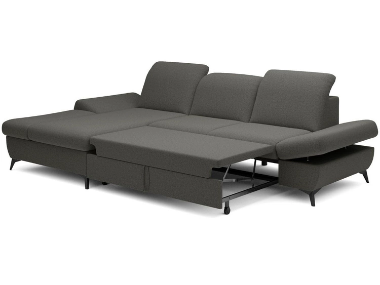 Ecksofa L-Form Links mit Schlaffunktion und Bettkasten Hannover Dunkelgrau