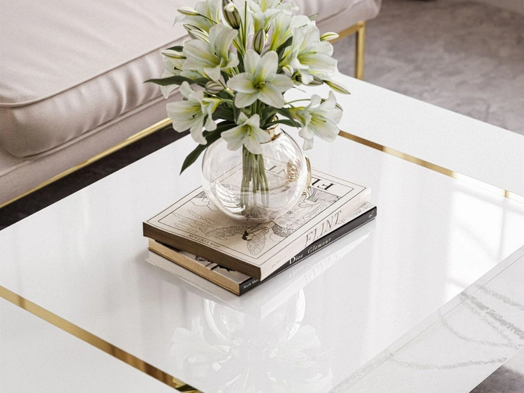 Couchtisch im Glamour-Stil Lunelie Weiß Hochglanz