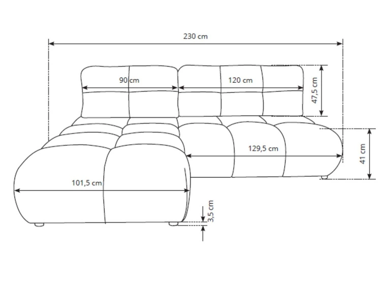 Ecksofa mit Schlaffunktion und Bettkasten Links Milet Creme