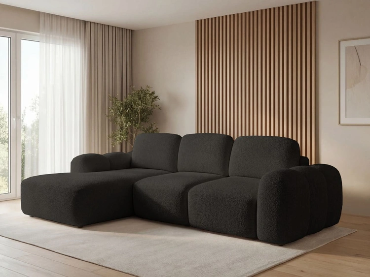Ecksofa L-Form mit Schlaffunktion und Bettkasten Avelin Links Schwarz