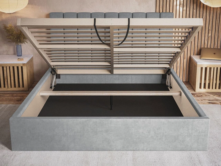 Polsterbett mit Bettkasten und Lattenrost 160x200 Sesto Grau