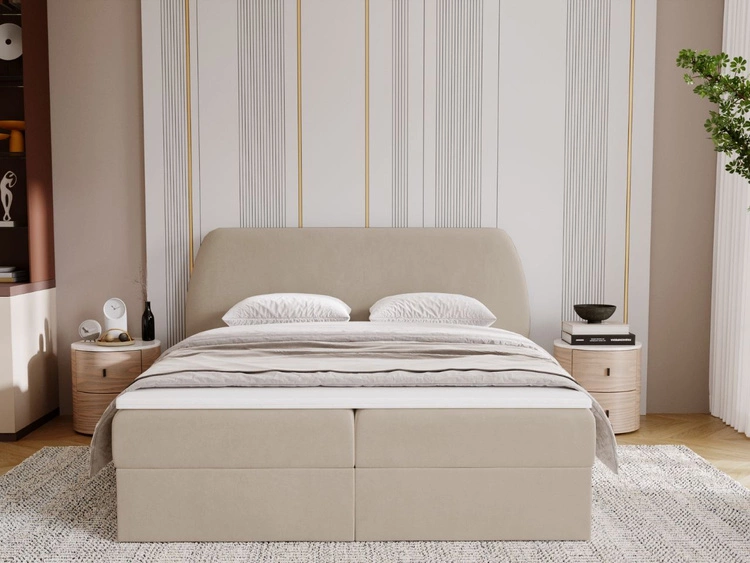 Boxspringbett mit Bettkasten 160x200 Bogota Beige