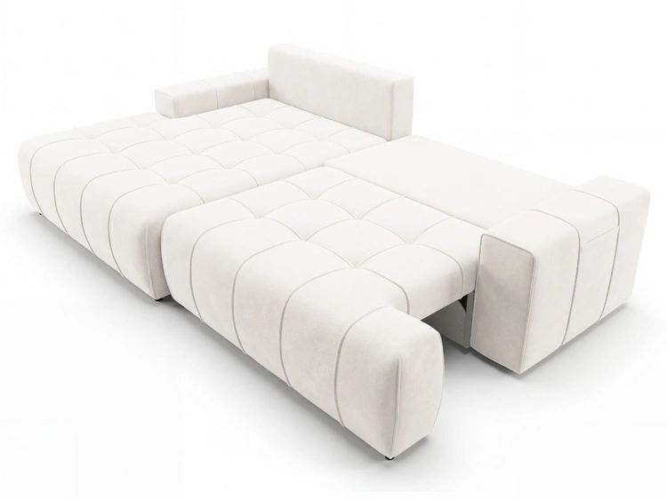 Ecksofa L-Form mit Schlaffunktion und Bettkasten Tulio Links Creme