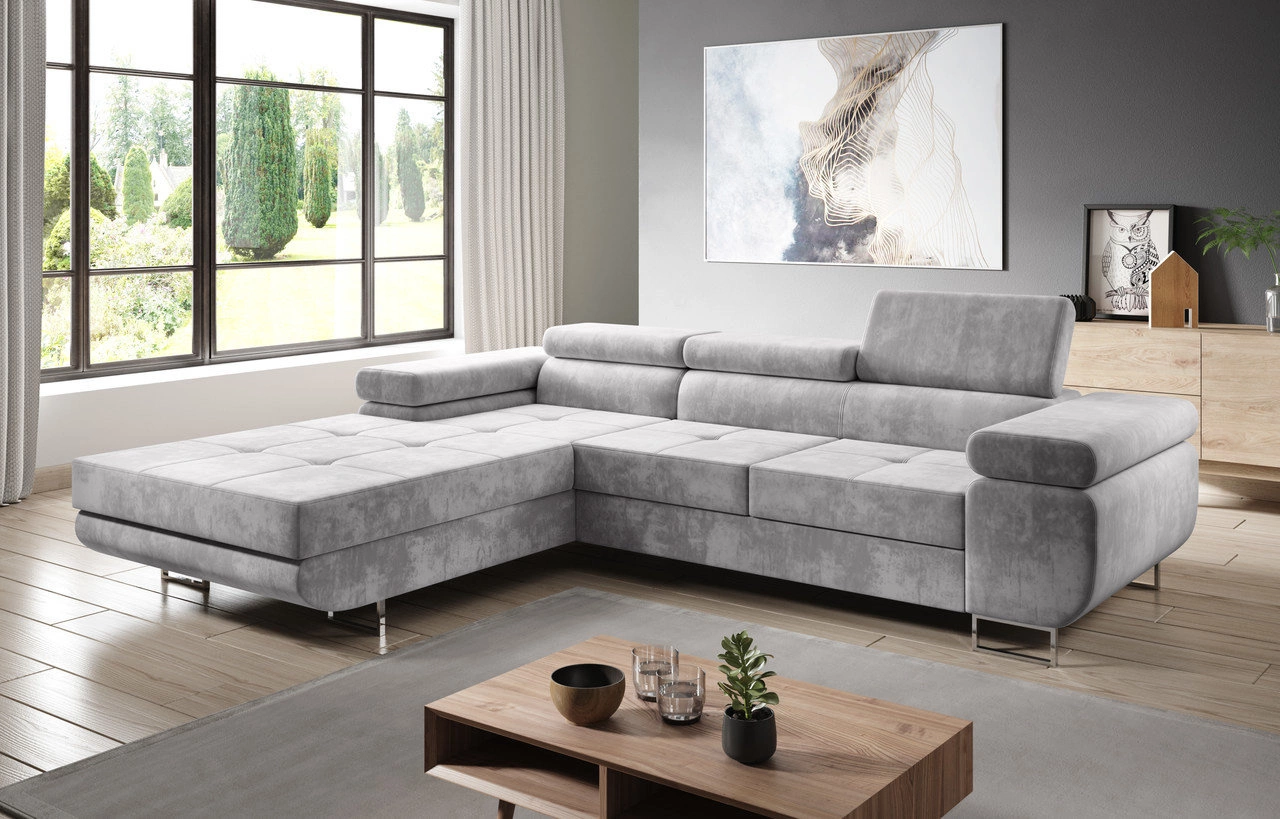 Modern Ecksofa links Solam - Hellgrau