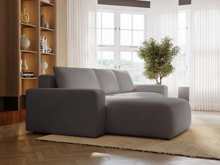 Ecksofa L-Form Links mit Schlaffunktion und Bettkasten Tazones Dunkelgrau