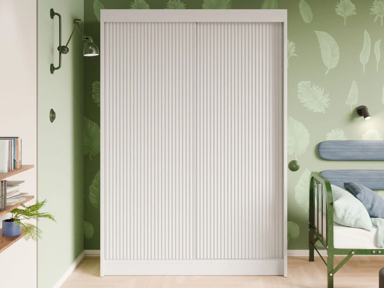 Schiebetürenschrank mit geriffelter Front 150 cm Fano Weiß
