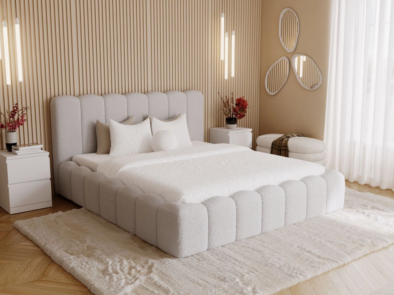 Polsterbett mit Bettkasten und Lattenrost 200x200 Smile Hellgrau