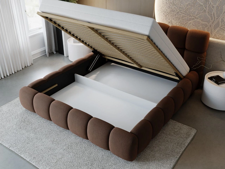 Polsterbett mit Bettkasten und Lattenrost 160x200 Modo Braun