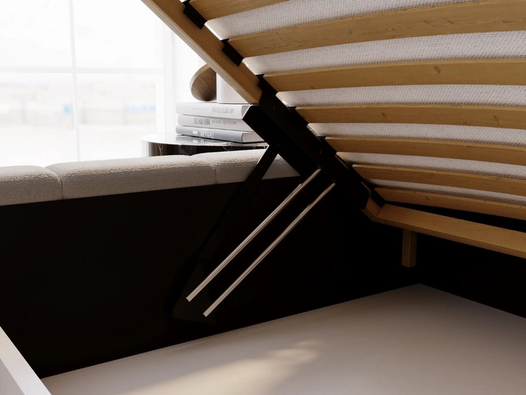 Polsterbett mit Bettkasten und Lattenrost 180x200 Mellow Hellgrau