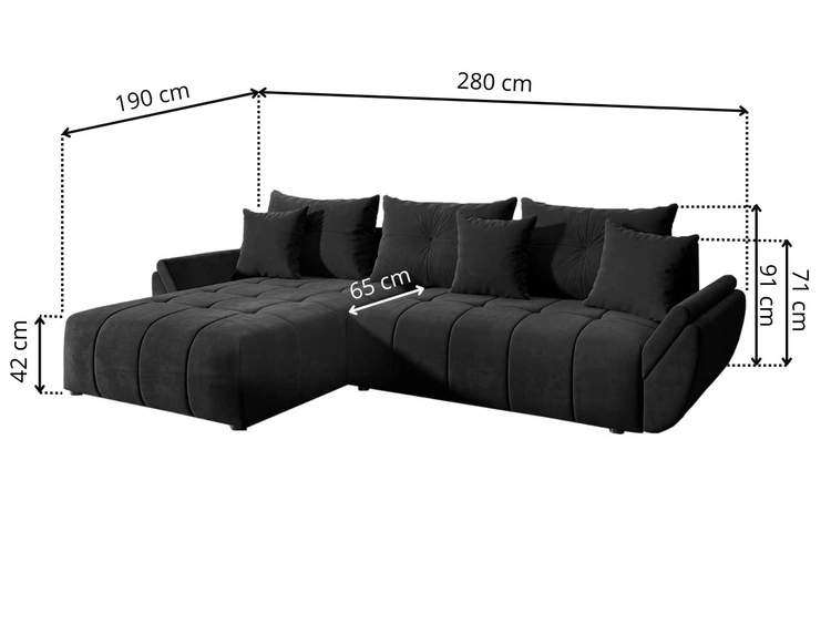Ecksofa L-Form mit Schlaffunktion und Bettkasten Decor L Anthrazit
