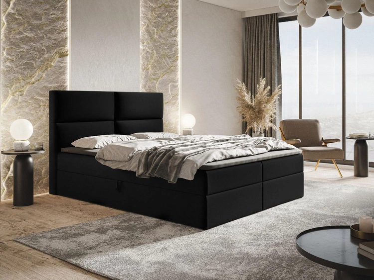 Boxspringbett mit Bettkasten 180x200 Hera Schwarz