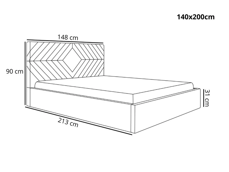 Polsterbett mit Bettkasten und Lattenrost 140x200 Loris Dunkelblau