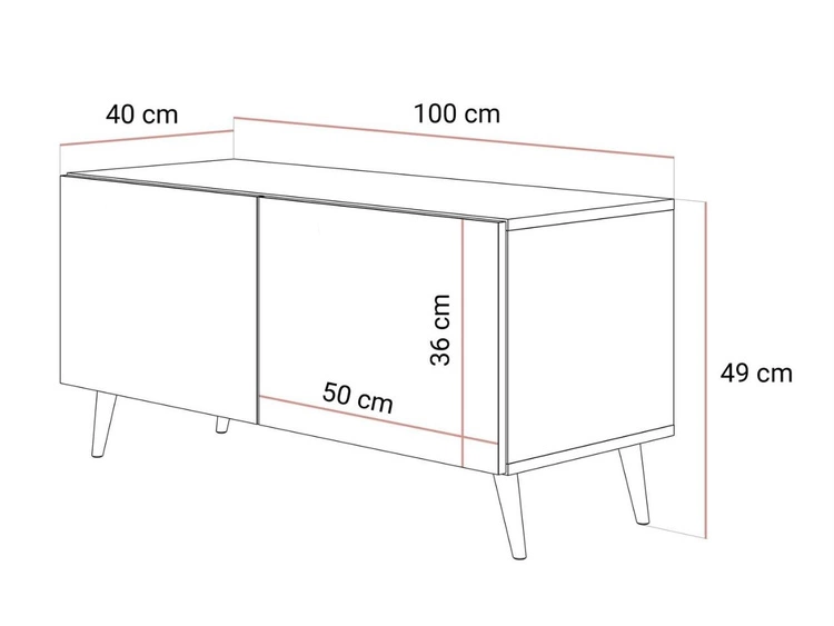 TV-Lowboard mit Türen und LED-Beleuchtung auf Schwarzen Metallbeinen 100 cm Noaé Schwarz Hochglanz