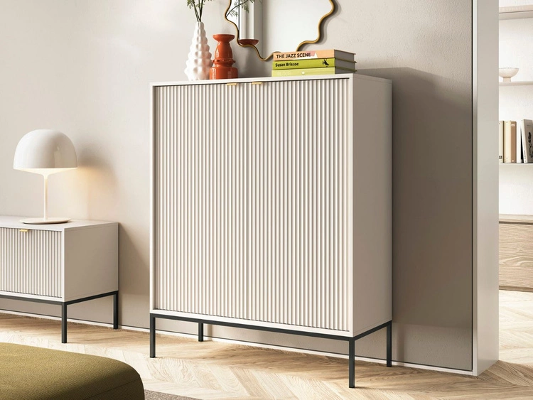 Wohnzimmerset Amber Kaschmir auf schwarzen Beinen