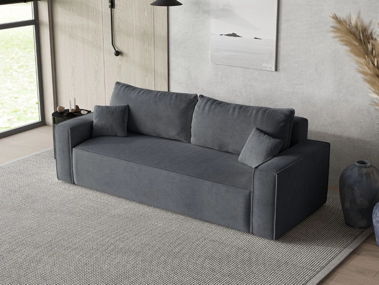 Schlafsofa mit Bettfunktion und Bettkasten Sivra Grau