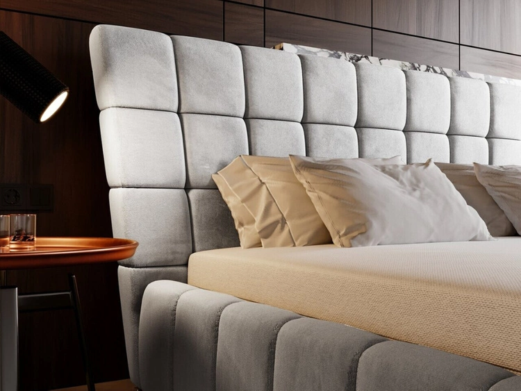 Polsterbett mit Bettkasten und Lattenrost 120x200 Paris Hellgrau