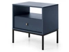 Nachttisch mit Schublade auf Schwarz Metallbeinen Amor Marineblau