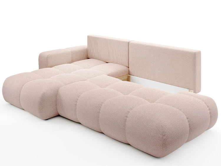 Ecksofa L-Form Links mit Schlaffunktion und Bettkasten Sile L Hellrosa