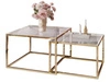 Couchtisch auf goldenem Gestell und transparenter Glasplatte Asumi 35x41