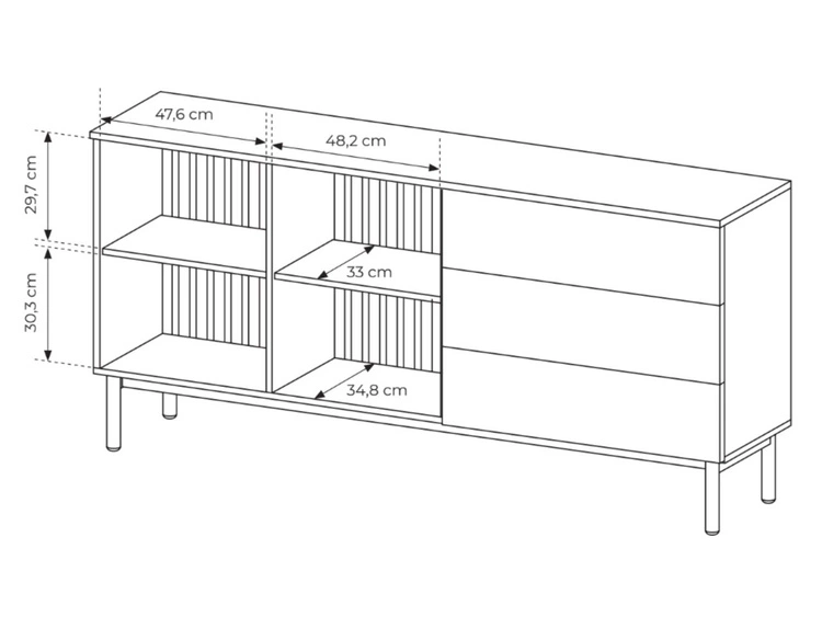 Kommode mit Türen und Schubladen 180 Loara Eich Evoke, Schwarz