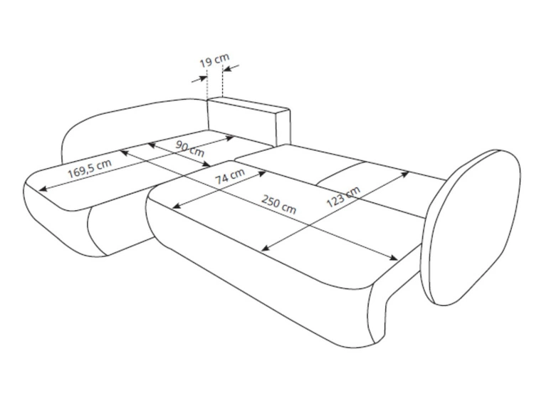 Ecksofa mit Schlaffunktion und Bettkasten Links Carino Creme