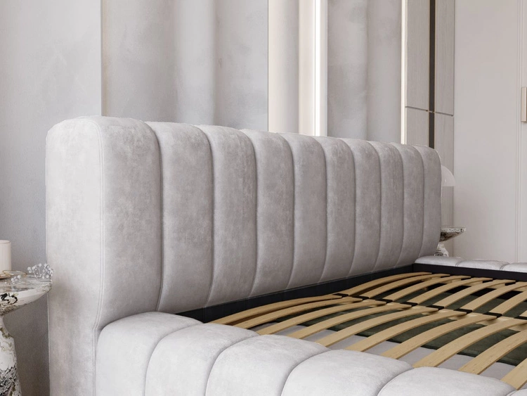 Polsterbett mit Bettkasten und Lattenrost 160x200 Italia Hellgrau