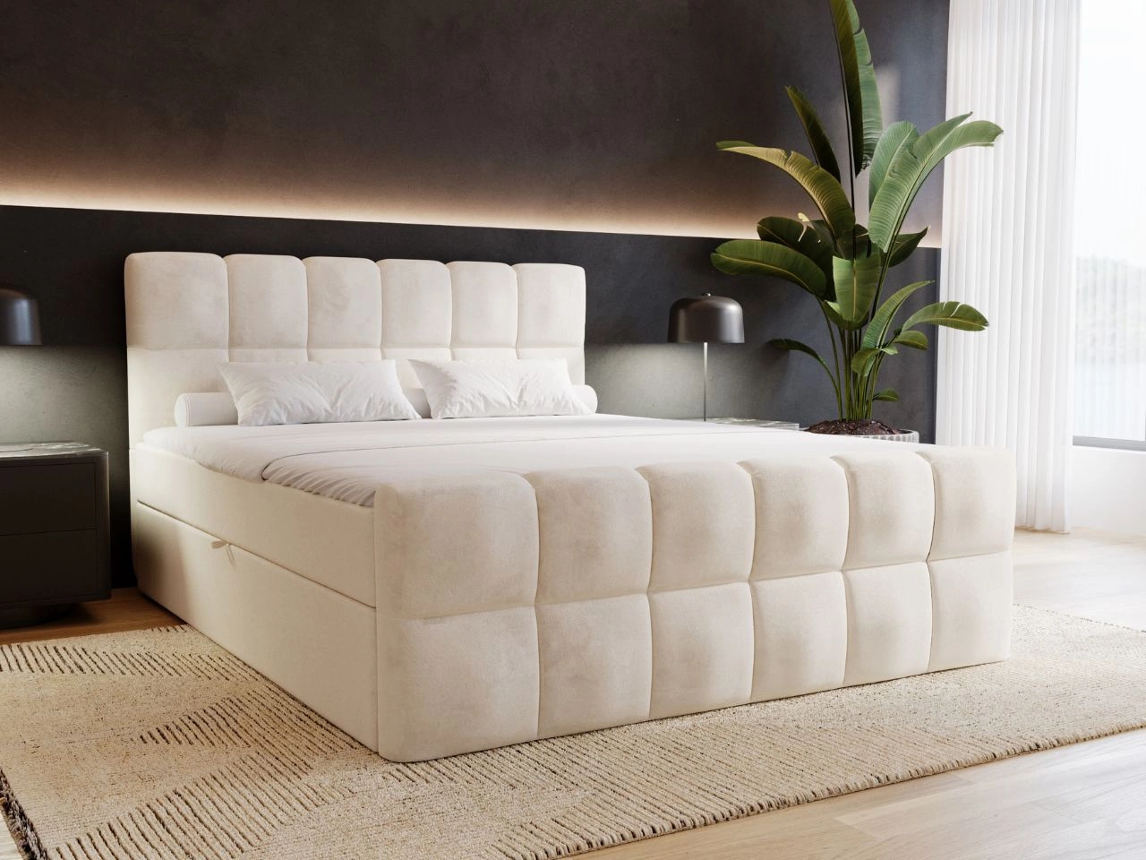 Boxspringbett mit Bettkasten 160x200 Alicante Beige