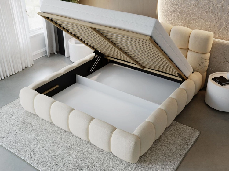 Polsterbett mit Bettkasten und Lattenrost 140x200 Modo Beige