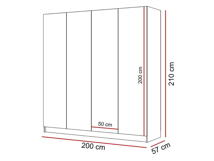 Viertüriger Kleiderschrank mit Drehtüren Ameli Weiß Hochglanz