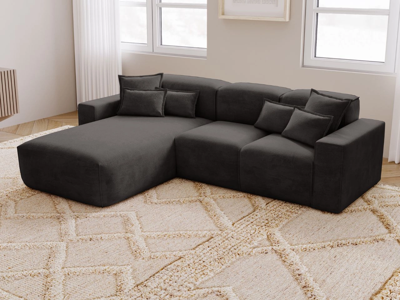 Ecksofa L-Form Links Moderne Ecksofa Leni Schwarz