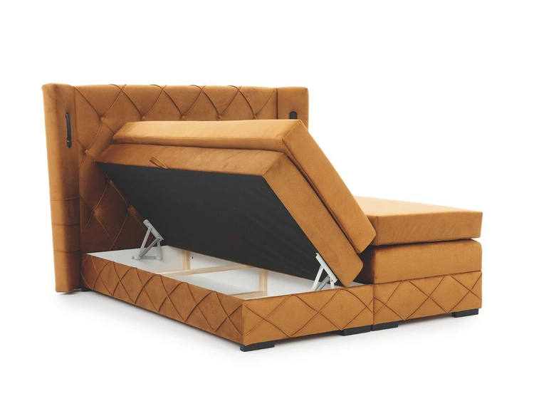 Boxspringbett mit Bettkasten 120x200 Neria Lux Hellgrau