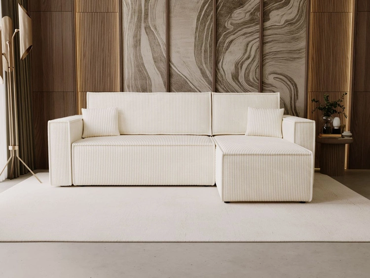 Modernes Ecksofa mit Schlaffunktion und Stauraum Prato Beige