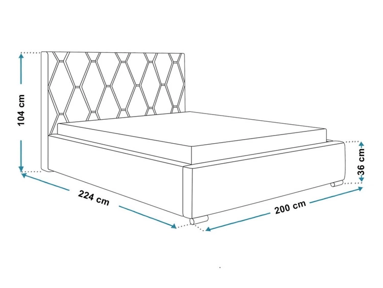 Polsterbett mit Bettkasten und Lattenrost 180x200 Tasso Beige