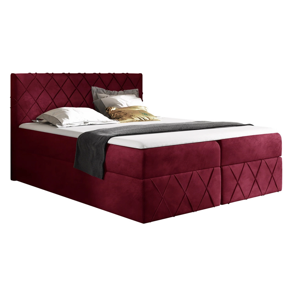 Boxspringbett mit Bettkasten 140x200 Vivaro Lux Rot