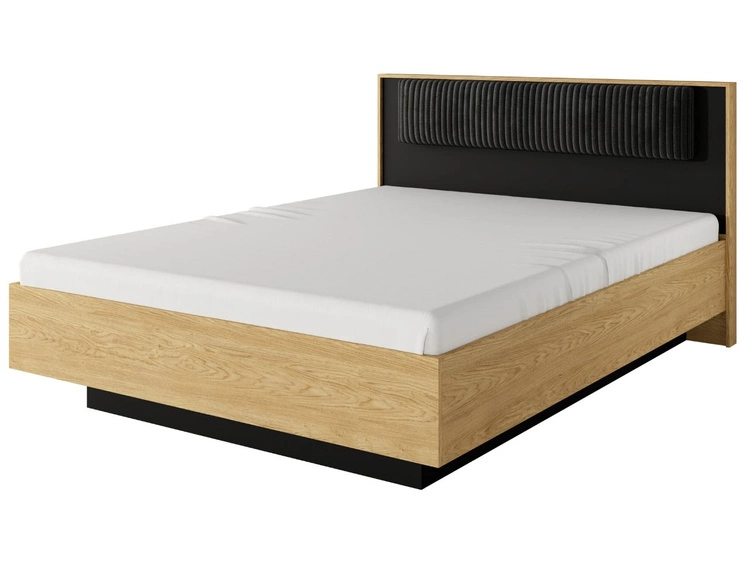 Holzbett mit Bettkasten 160x200 Bolzano Baltische Eiche Schwarz