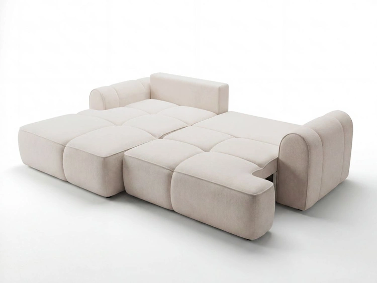 Ecksofa L-Form Links mit Schlaffunktion und Bettkasten Bonno Beige
